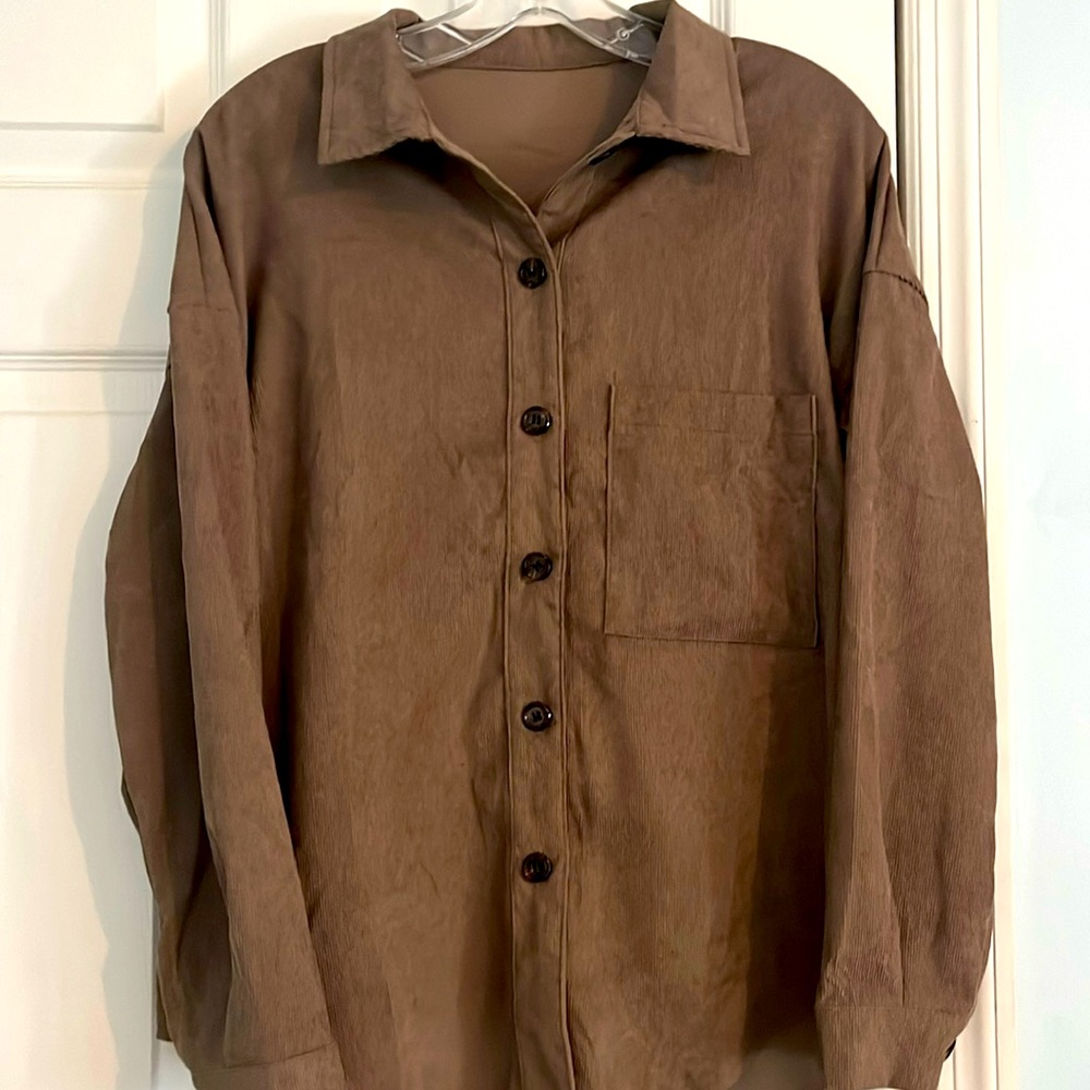 Faux Suede Shacket/Oversized Button Down sz Medium